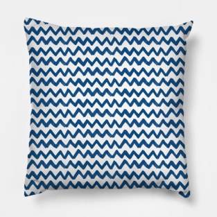 Ink zigzags - classic blue Pillow
