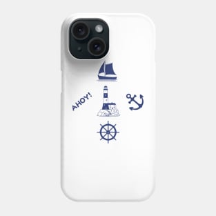 Sailing Illustrative Design Navy Blue Phone Case
