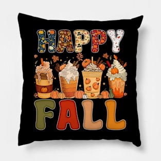 Happy Fall Y'all Autumn Halloween Pumpkin Spice Latte Pillow