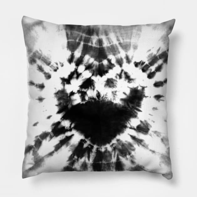 Tie-Dye Black and White Heart Pillow by Carolina Díaz