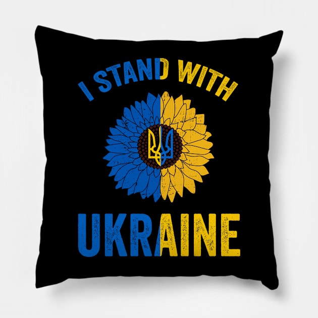 Support Ukraine Sunflower Ukrainian Flag Heart Pillow by DUC3a7