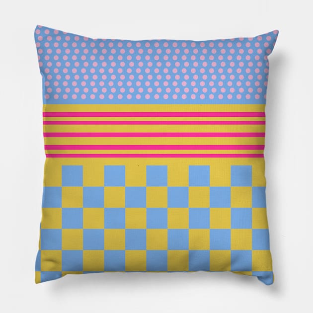 Polka Dots Stripes Checker Pastel Colors Patchwork Pillow by oknoki