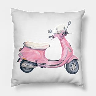 Vintage Pink Vespa Retro Scooter Pillow