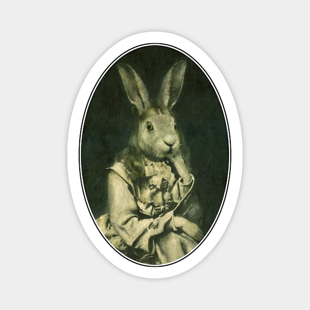 Victorian Hare Girl Oval Design Magnet by mictomart