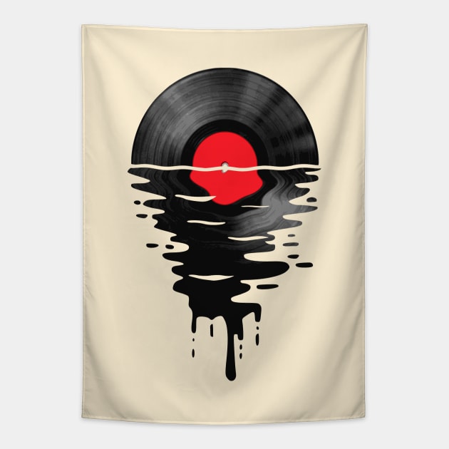 Vinyl LP Music Record Sunset Red Tapestry by Nerd_art