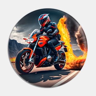 Motorcyclist in fire Pin