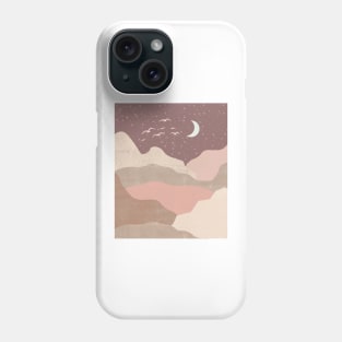 Boho Neutral Pastel Landscape Moon Stars Design Phone Case