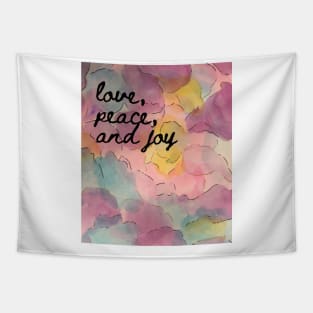 Watercolor Love, Peace and Joy Tapestry