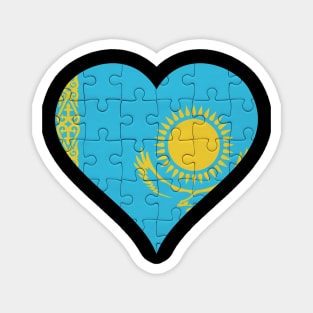 Kazakhstani Jigsaw Puzzle Heart Design - Gift for Kazakhstani With Kazakhstan Roots Magnet