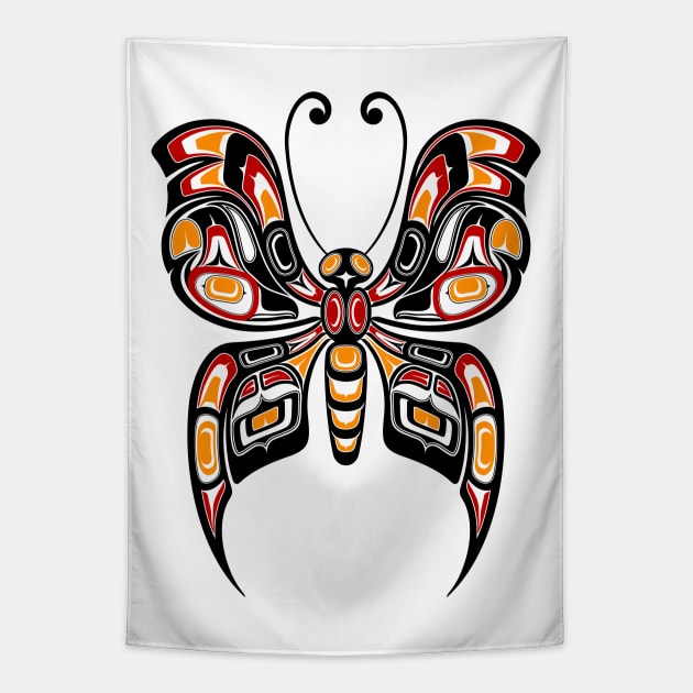 Red, Yellow and Black Haida Spirit Butterfly Tapestry by jeffbartels