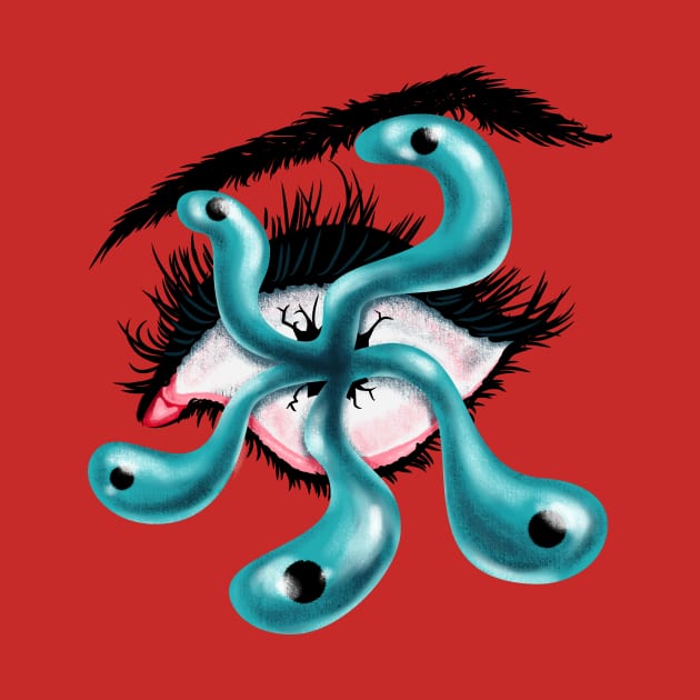 Horror eye tentacle monster creepy weird gothic art by Boriana Giormova