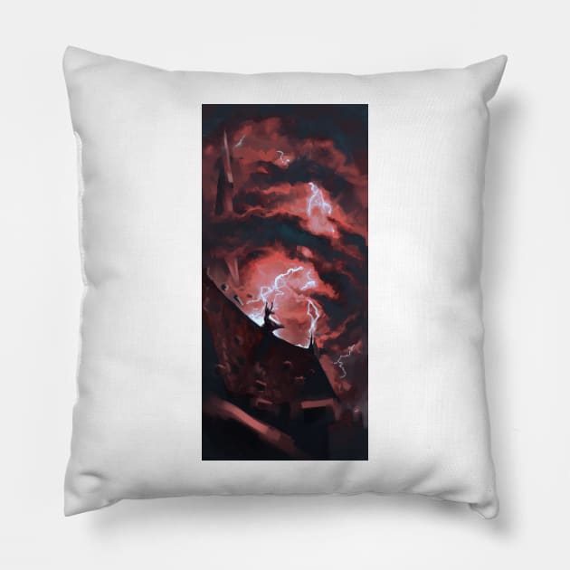 Red Storm Pillow by SNIZHNA