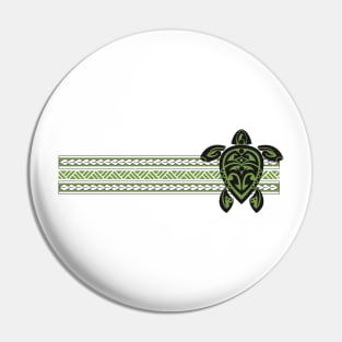 Green Tribal Turtle Tattoo Stripe Pin