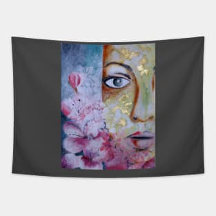 Woman with flower Tapestry