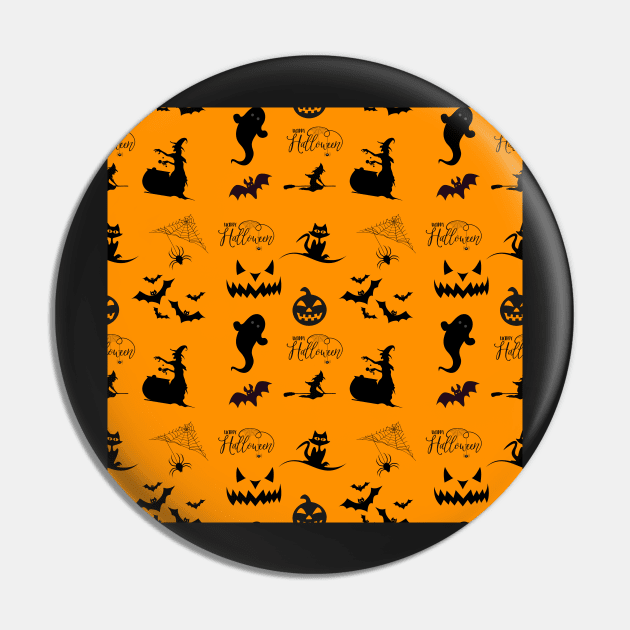 Halloween Pattern on  orange background Pin by Tee's Tees