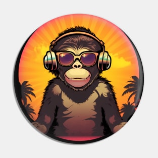 Cool summer monkey ape dj design Pin