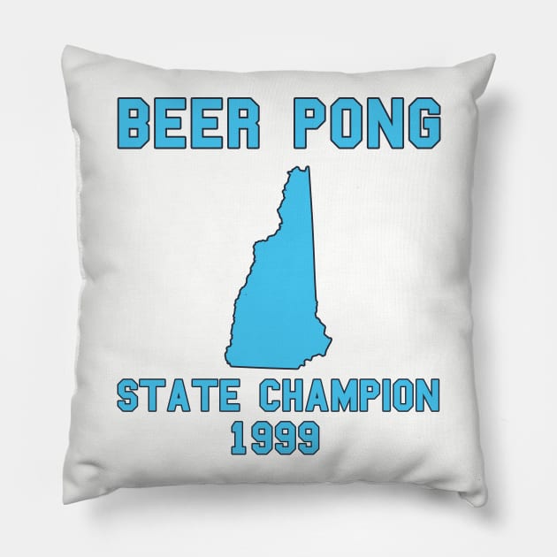 Vintage New Hampshire Beer Pong State Champion Pillow by fearcity