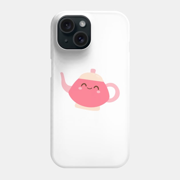 Cute Pink Tea-Pot Kawaii Phone Case by IstoriaDesign