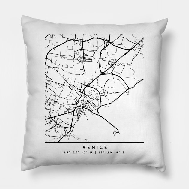 VENICE ITALY BLACK CITY STREET MAP ART Pillow by deificusArt