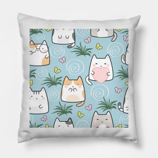 Kawaii Cats Pattern Pillow