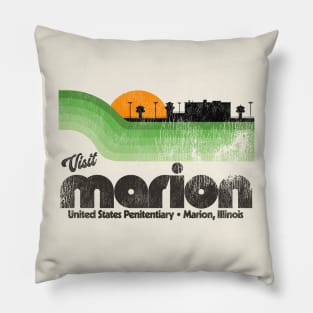 Visit United States Penitentiary of Marion Prison Retro Tourist Souvenir Pillow