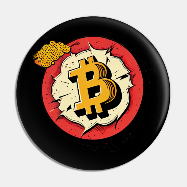 High-Quality Comic Bitcoin Logo: Symbol of Digital Currency Pin by MLArtifex