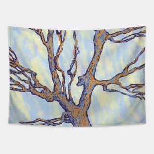 The Branches on Celestial Blue Sky Tapestry