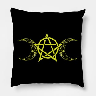 Pentacle and Moon in Lime Pillow