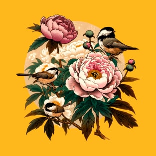 Chickadee and Peony T-Shirt