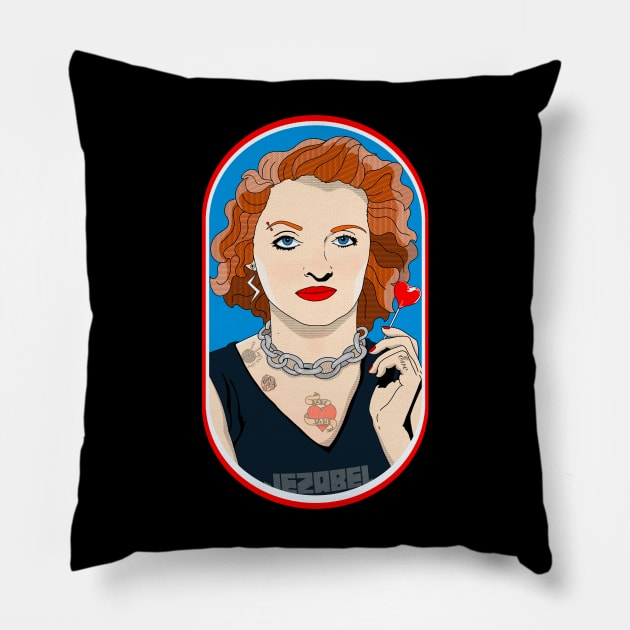 Bette Davis Tattooed Pillow by Malakian Art