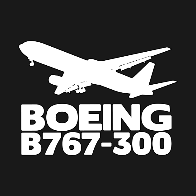 Boeing B767-300 Silhouette Print (White) by TheArtofFlying