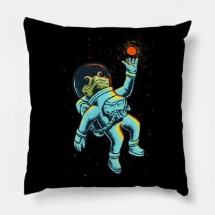 Frog Astronaut in Outer Space Pillow