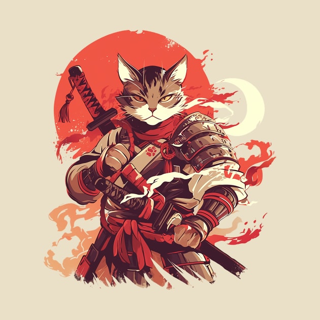 samurai cat by Stephanie Francoeur Art