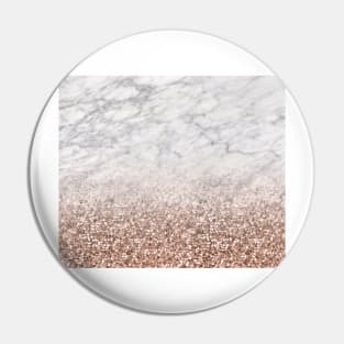 Bold ombre rose gold glitter - white marble Pin