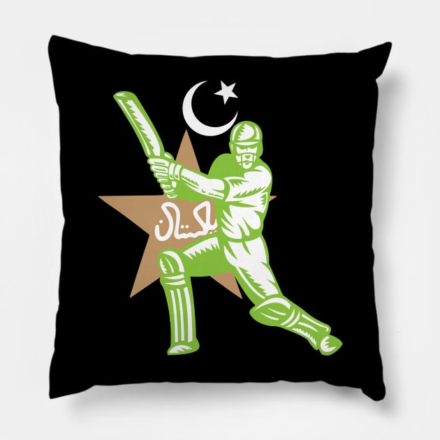 Pakistan Cricket Player Batsman Design Pillow by alltheprints