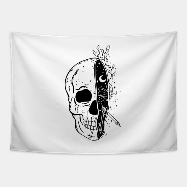 Skull and Science Tapestry by Tebscooler