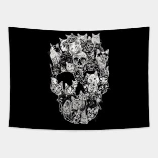 Cat Skull Drawings Tapestry