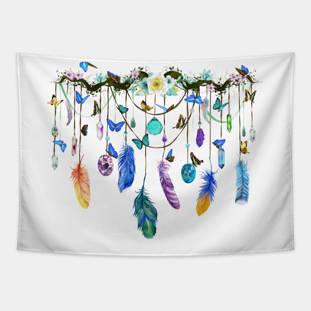 Folkstone Crystal And Butterfly Spirit Gazer Tapestry by LittleBunnySunshine