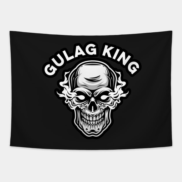 Gulag King Funny Video Games Smoking Skull Tapestry by markz66