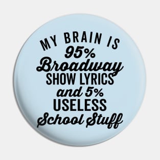 My Brain is 95% Broadway Lyrics Pin