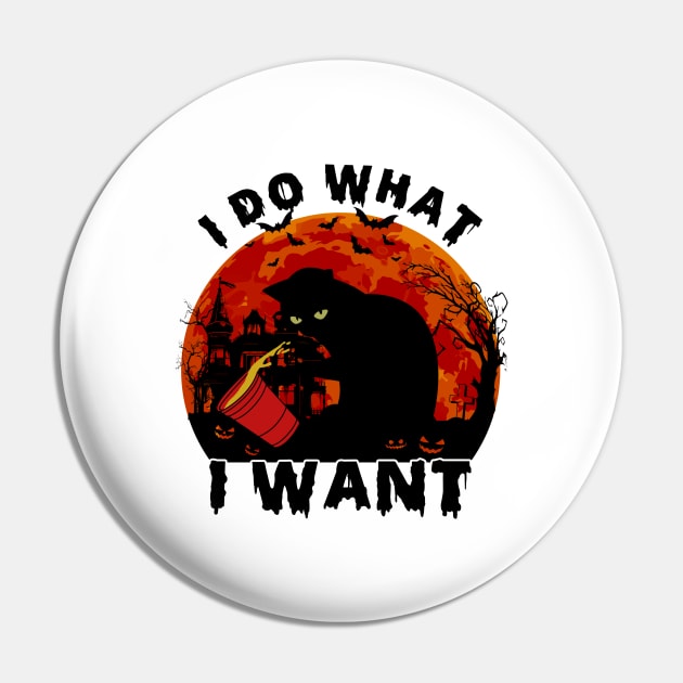 I Do What I Want Cat Halloween Pin by AnnetteNortonDesign