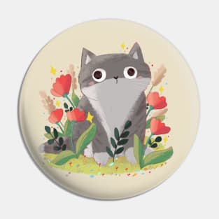 Cute gray cat Pin