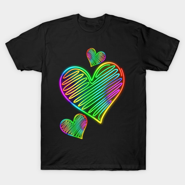 Heart Love Neon Rainbow Colors - Vibrant Heart - T-Shirt