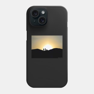 Silhouette of walkers  on the peak of mam tor derbyshire Phone Case