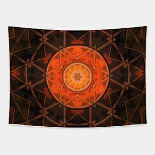 Mosaic Kaleidoscope Flower Orange and Brown Tapestry