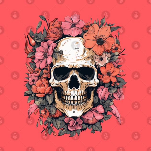 Skull and Flowers by VelvetRoom