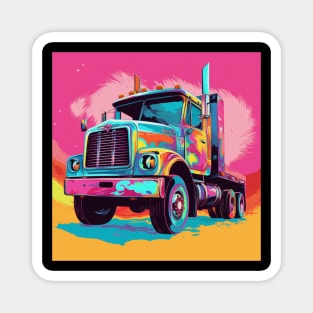 A Graphic Pop Art Drawing of a big American truck Magnet