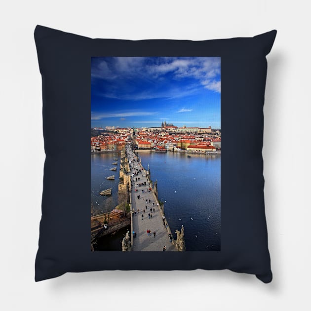 Charles' bridge - Mala Strana - Prague Castle Pillow by Cretense72