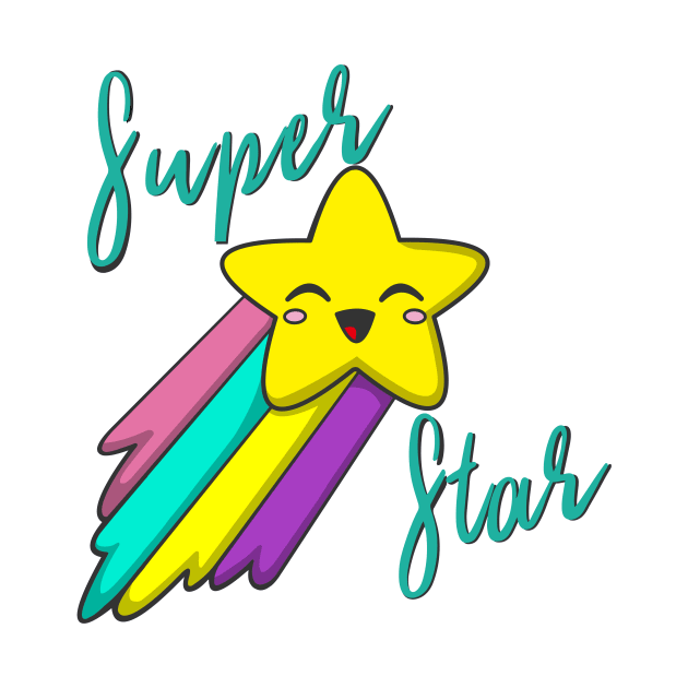 Cute Kawaii Teal Print SUPER STAR Babi - *STAR* by pbDazzler23