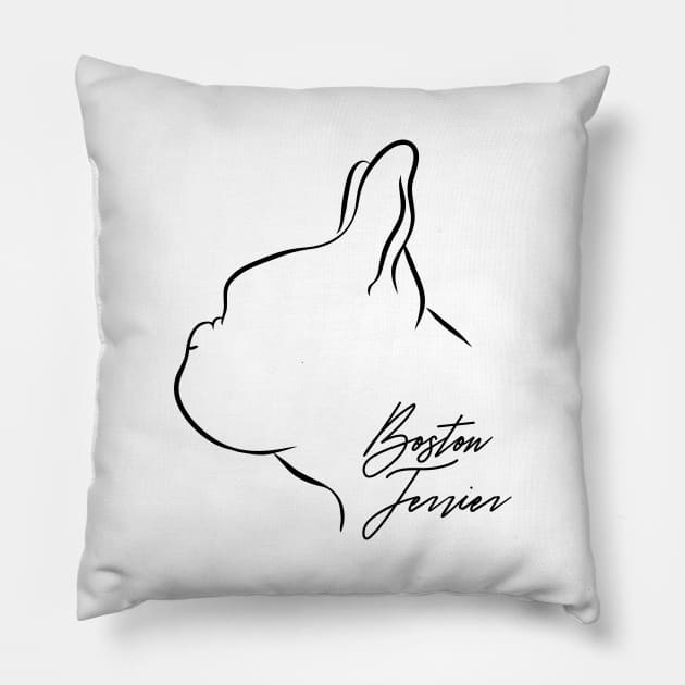 Proud Boston Terrier profile dog lover Bostie Pillow by wilsigns